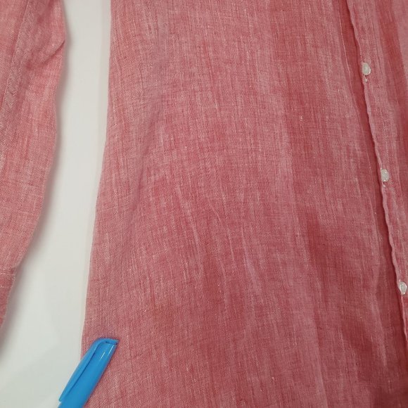 FRANK & EILEEN Women Shirt Dress Murphy Coral Button Up 100% Linen Itali… - Picture 6 of 9